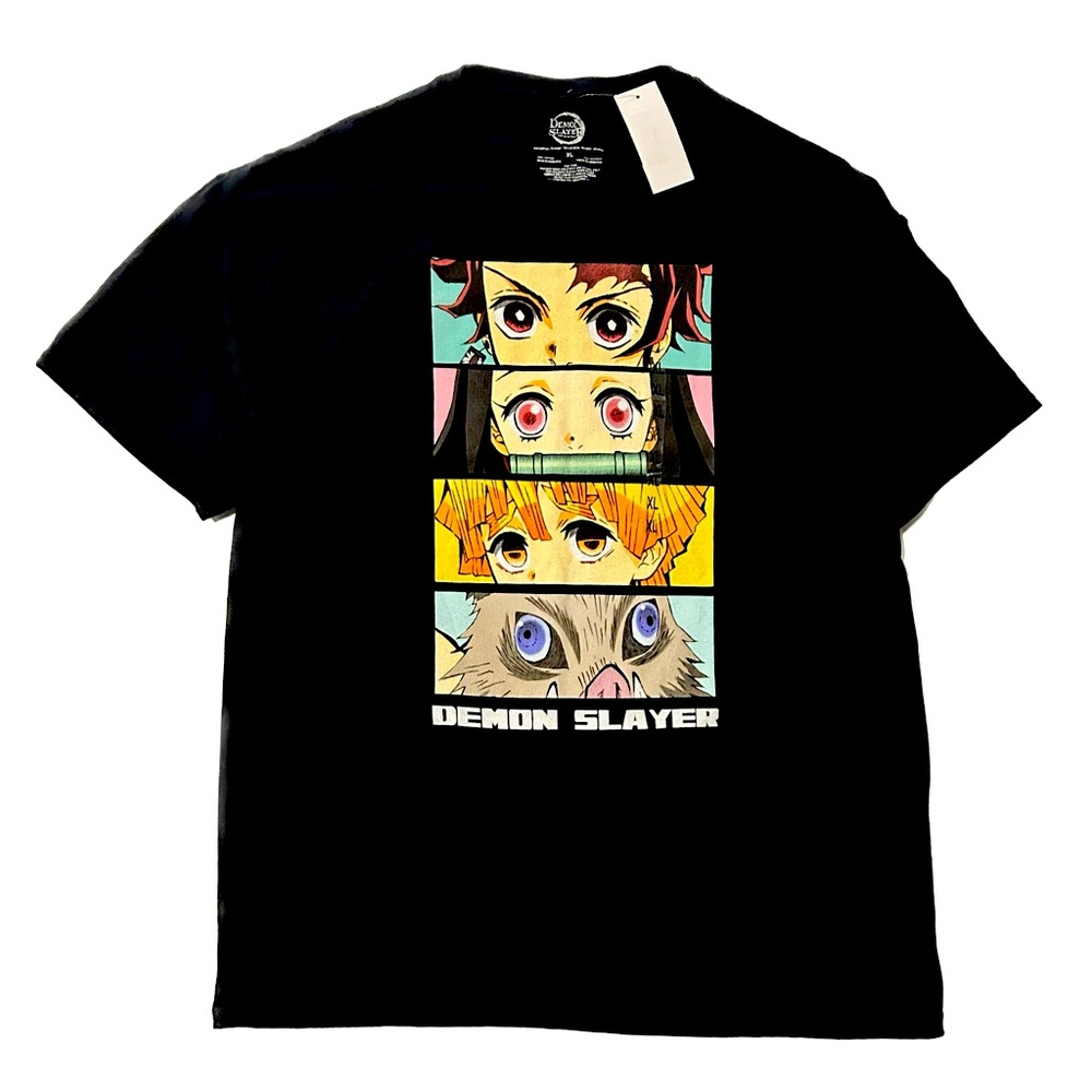Demon Slayer Group Eyes 4 Panel Black Tee XL